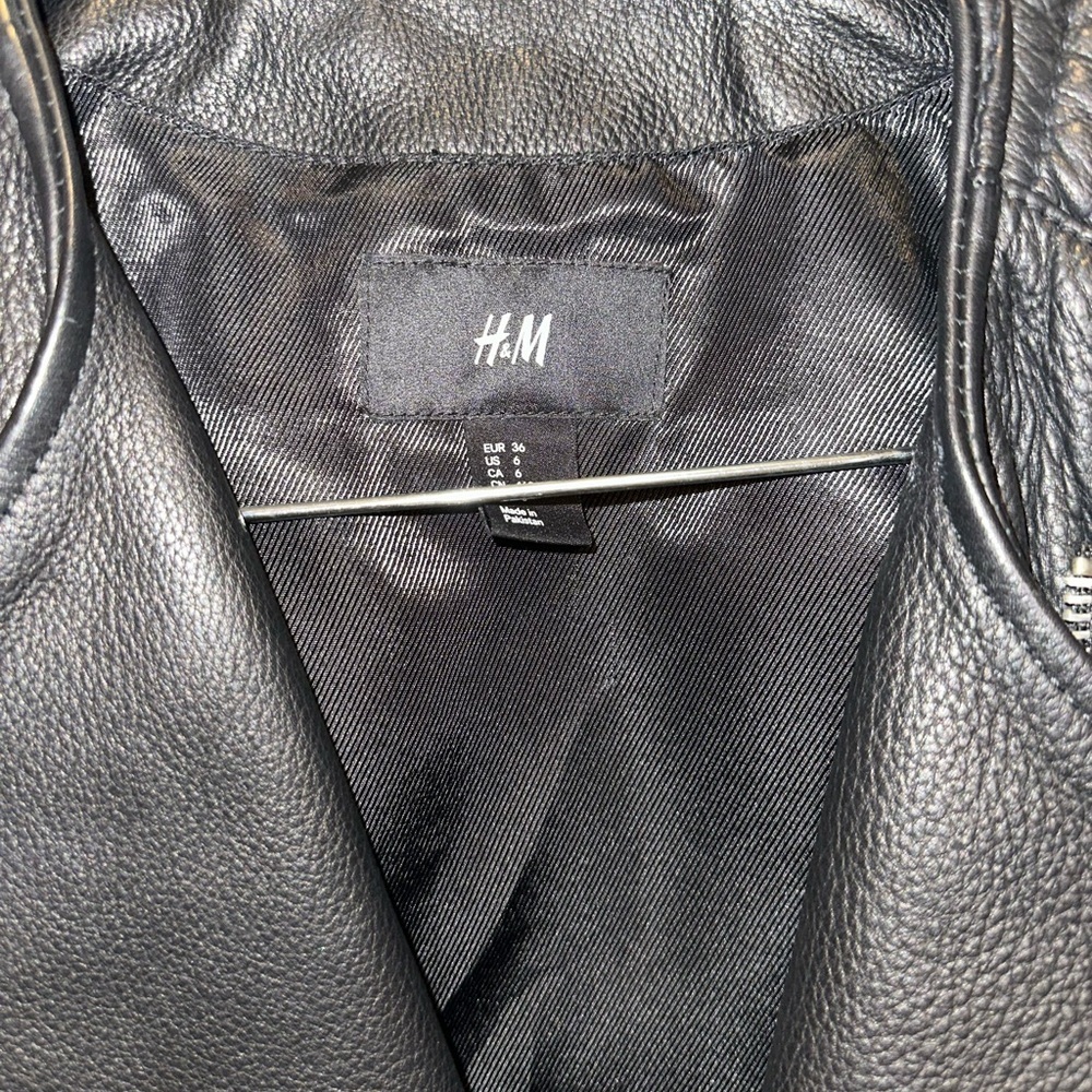 NWOT H&M Studio Genuine Leather Black Jacket Size 6 - Picture 5 of 8